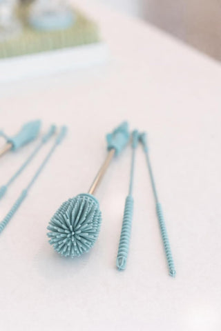 Haakaa Food-Grade Silicone Cleaning Brush Kit 3-Piece (Kit-Mist Blue)