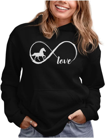 Tstars Infinity Love Horse Hoodie Women Teen Girls Equestrian Riding