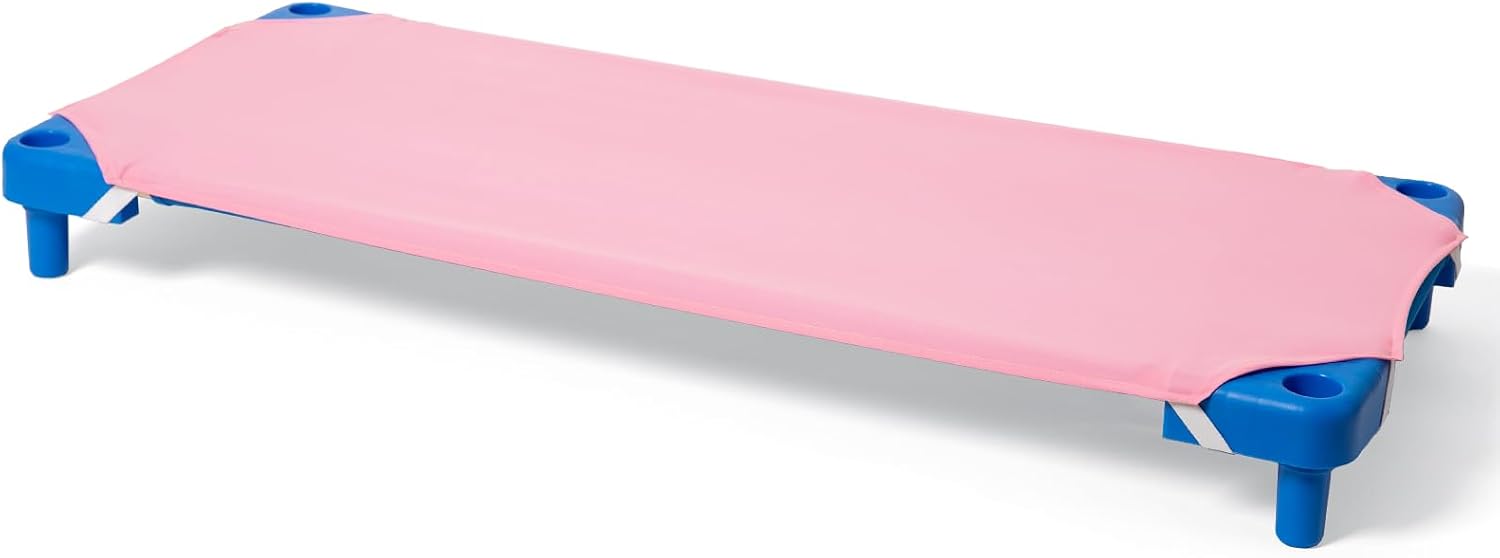 Comfyanno Cot Sheets for Daycare Toddler Size - Fits 23" x 40" Cot, 2 Pack, Daycare Essentials, Soft & Comfortable Fitted Cot Cover, for Preschool Kids/Girls Nap Time, Brushed Microfiber - Pink