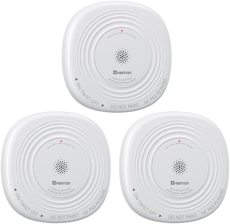 Heiman Smoke Detector 10 Year Battery, photoelectric Smoke Alarm，1-Pack (3