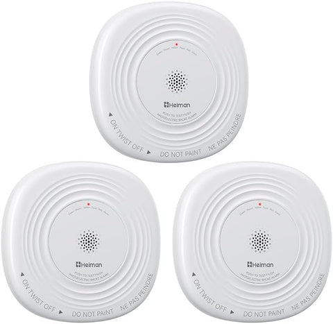 Heiman Smoke Detector 10 Year Battery, photoelectric Smoke Alarm，1-Pack (3