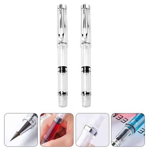 NUOBESTY 15 Pcs Refillable Fountain Brush Pen Type New Writing Water Brush Pen Set Refillable Calligraphy Pens for Beginners Piston Filling Fountain Pen