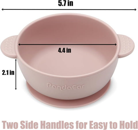 PandaEar 3 Pack Baby Bowls with Suction| Stay Put Silicone Food Bowl for Babies Kids Toddlers Infants| Food Grade Soft Safe BPA-Free Silicone (Pink)
