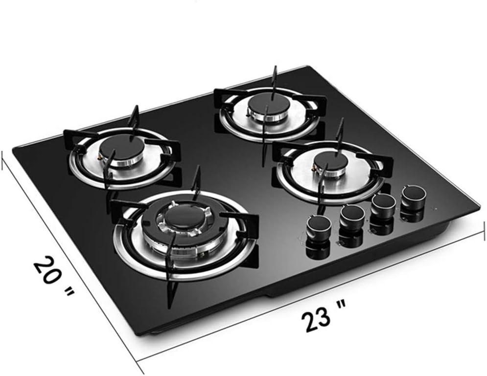 24" Built-in Gas Cooktop, 4 Burner Gas Stovetop for Kitchen Apartment Rvs