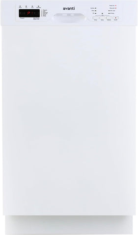 Avanti Built-In Dishwasher 18-Inch Quiet Operation with Drop-Down Metal Door Digital Controls, Silverware Basket ENERGY STAR Certified, in White