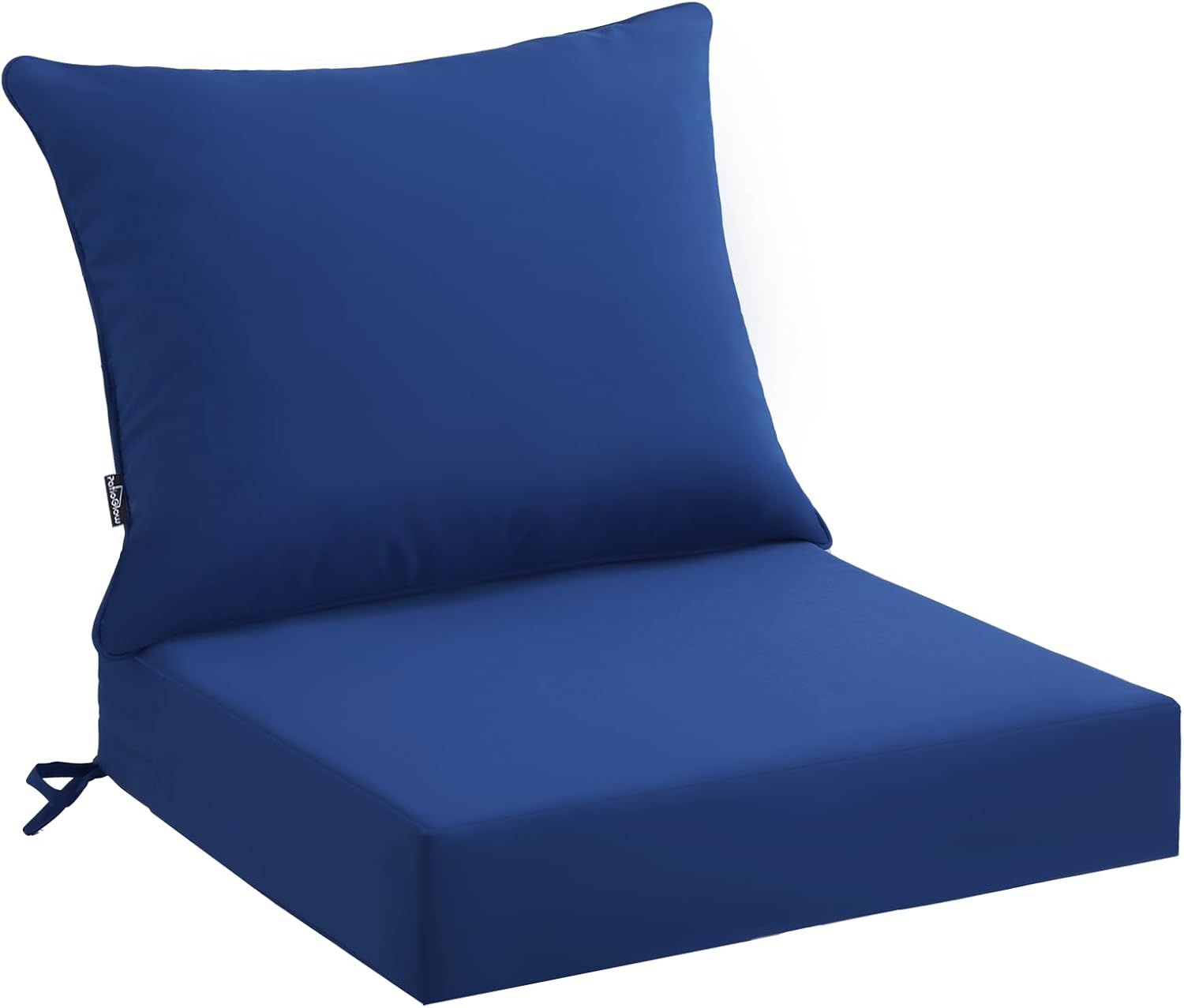 PatioGlow Outdoor Seat Cushion Set 19 x 19 x 3 Inch, Waterproof & Fade Resistant Patio Furniture Cushions with Removable Cover and Ties, Thick Deep Seating Pads for Outside Chair Sofa Couch, Blue