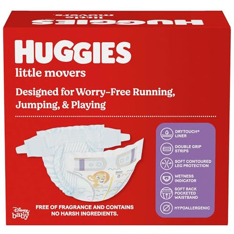 Huggies Size 4 Diapers, Little Movers Baby Diapers, Size 4 (22-37 lbs), 58 Count