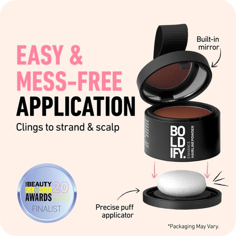 BOLDIFY Hairline Powder - Root Touch Up & Hair Loss Cover Up, Instant Gray Coverage 48-Hour Stain-Proof Hair Color Powder for Women & Men, Hair Fibers and Hair Topper Alternative (Light Brown)