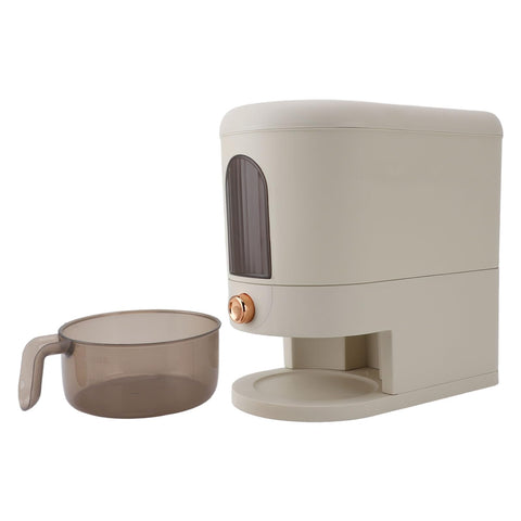 11 Lbs Rice Dispenser, Large Grain Container, Automatic Household Cereal Dispenser Bucket Rice Storage Container with Lid & Rice Cup for Corn, Coffee Bean, Grain, Soybean (Cream