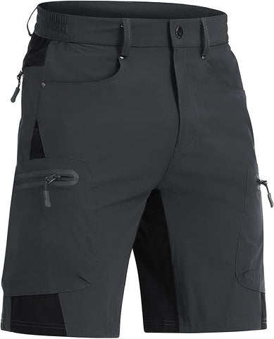 CRYSULLY Men's Lightweight Cargo Shorts Quick Dry Elastic Waist Hiking
