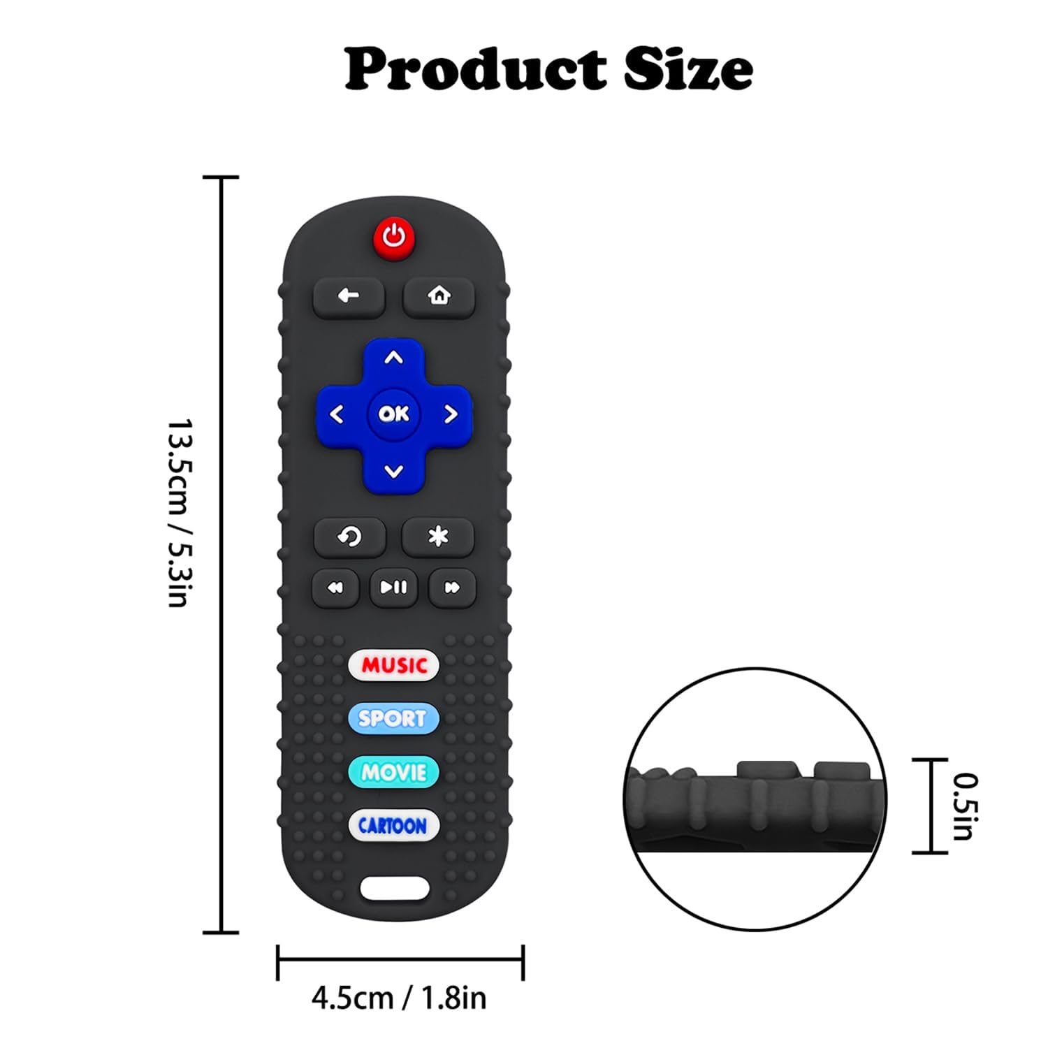 SOLIFEGOBLE 2 Pack Baby Teether Toys,Silicone Remote Teether for Babies,Baby TV Remote Toys,Infant Chew Toys for Babies Chew Toys (Black + Pink)