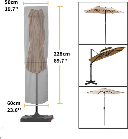 Patio Umbrella Cover for 7'-11' Umbrellas Or 15' Double-Sided Umbrellas