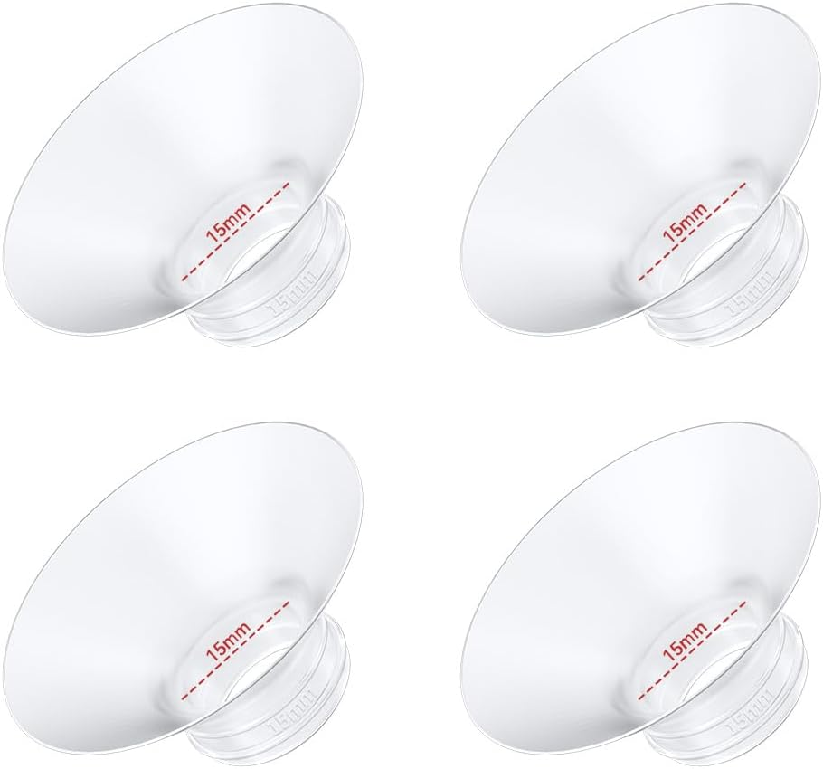 4PC Flange Insert 15mm Compatible with Momcozy M5/M6/M9/S12 Pro/V1 Pro/V1 Pro Breast Pump, Fit for Eufy/Elvie/Medela/Spectra/Lansinoh/NCVI/Lansinoh/TSRETE with 24mm Flange/Shield Breast Pump