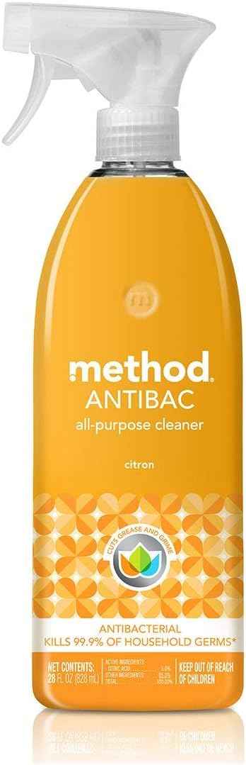 method All-Purpose Cleaner Spray, Citron, 28 fl oz, 8 Pack | Antibacterial Cleaner Kills 99.9% of Household Germs, Cleans and Sanitizes in One Step, Tough on Grease, Easy on Surfaces