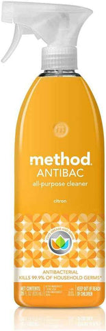 method All-Purpose Cleaner Spray, Citron, 28 fl oz, 8 Pack | Antibacterial Cleaner Kills 99.9% of Household Germs, Cleans and Sanitizes in One Step, Tough on Grease, Easy on Surfaces