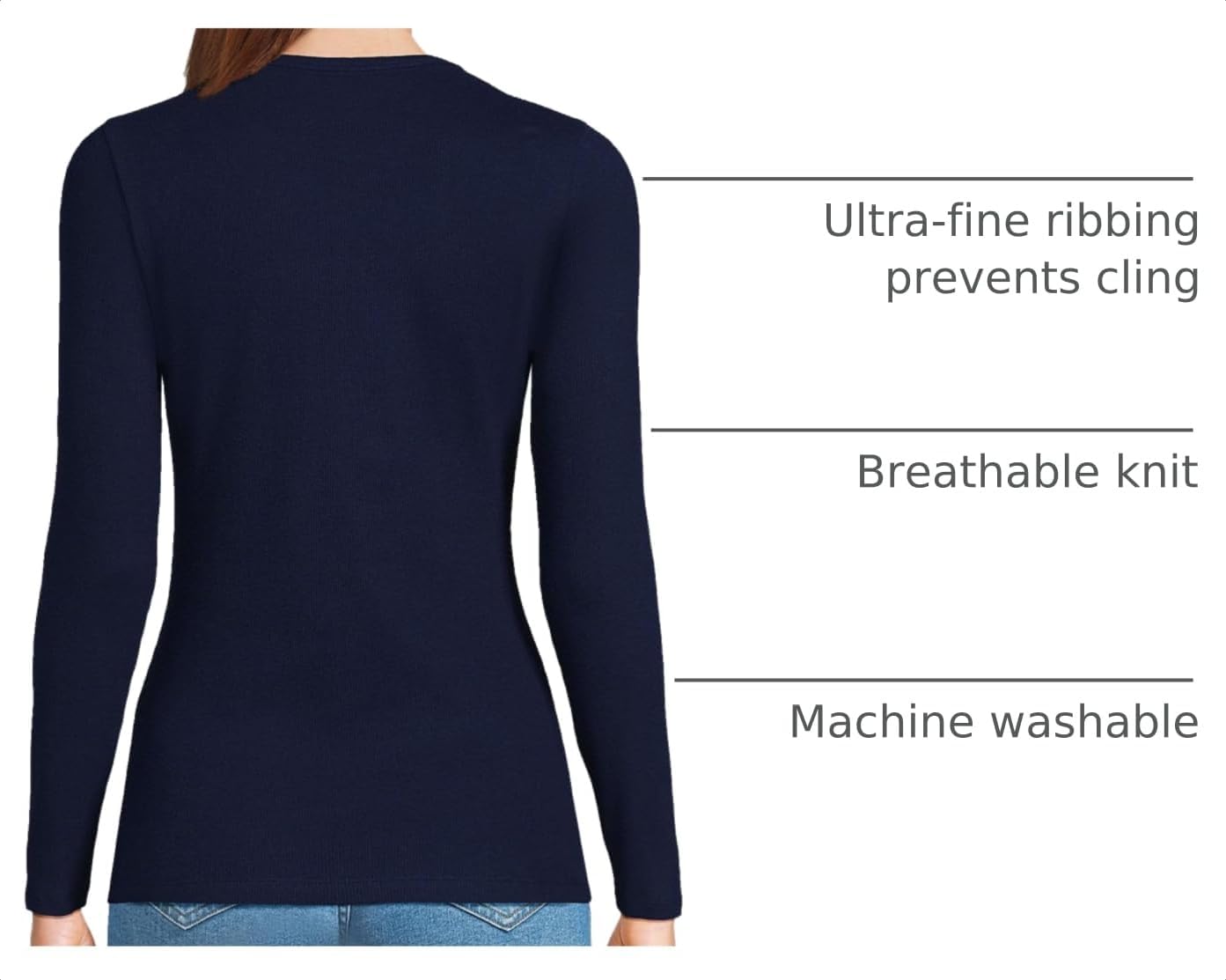 Lands' End Women's Cotton Rib Knit T-Shirt