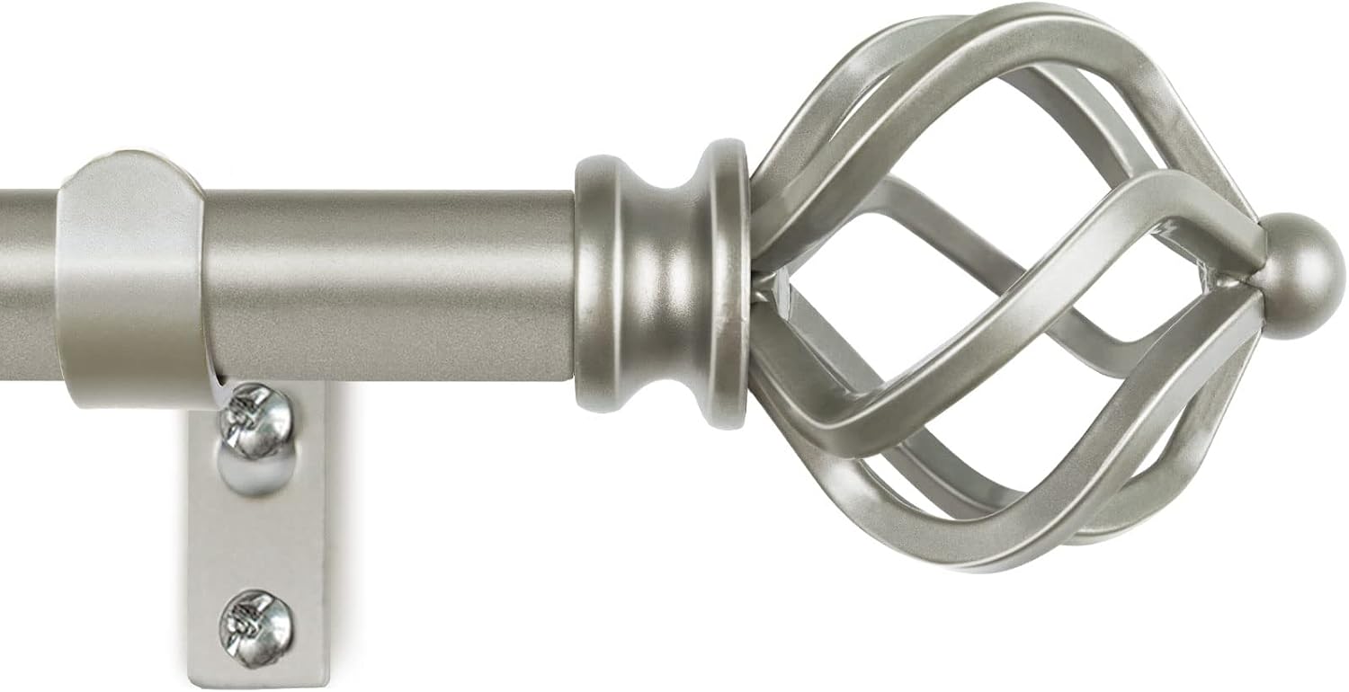KAMANINA Silver Curtain Rod 32 to 58 Inch, Adjustable Window Treatment Rods