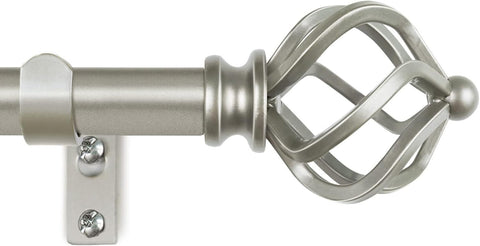 KAMANINA Silver Curtain Rod 32 to 58 Inch, Adjustable Window Treatment Rods