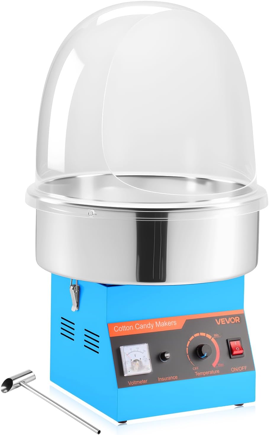 VEVOR Electric Cotton Candy Machine, 1000W Commercial Floss Maker With Cover, Commercial Cotton Candy Machine w/Stainless Steel Bowl & Sugar Scoop, Ideal for Carnival, Birthday, Family Party, Blue