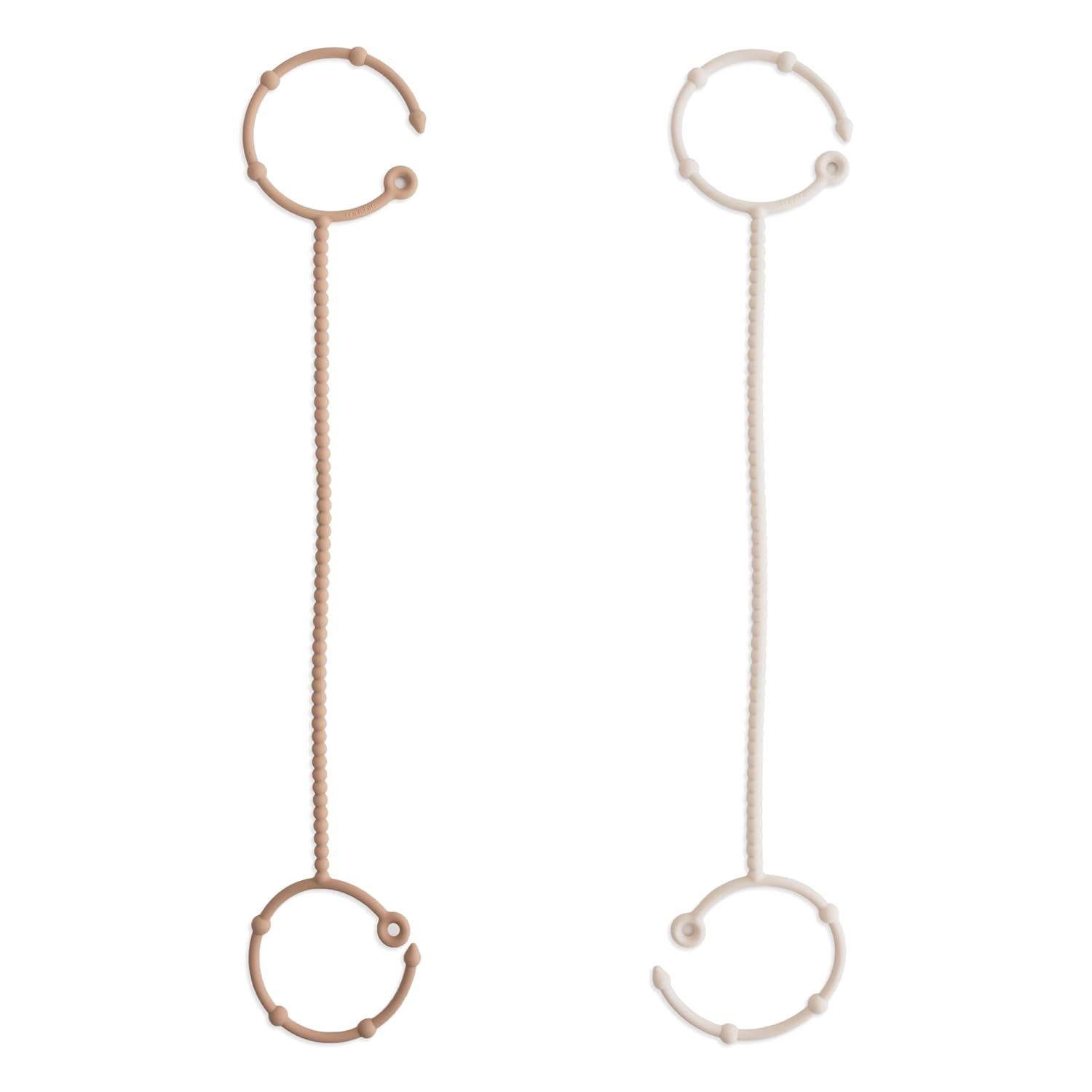 mushie Adjustable Silicone Toy Straps 2-Pack | Baby Accessories Holder for Travel, Stroller, High Chair (Natural/Shifting Sand)