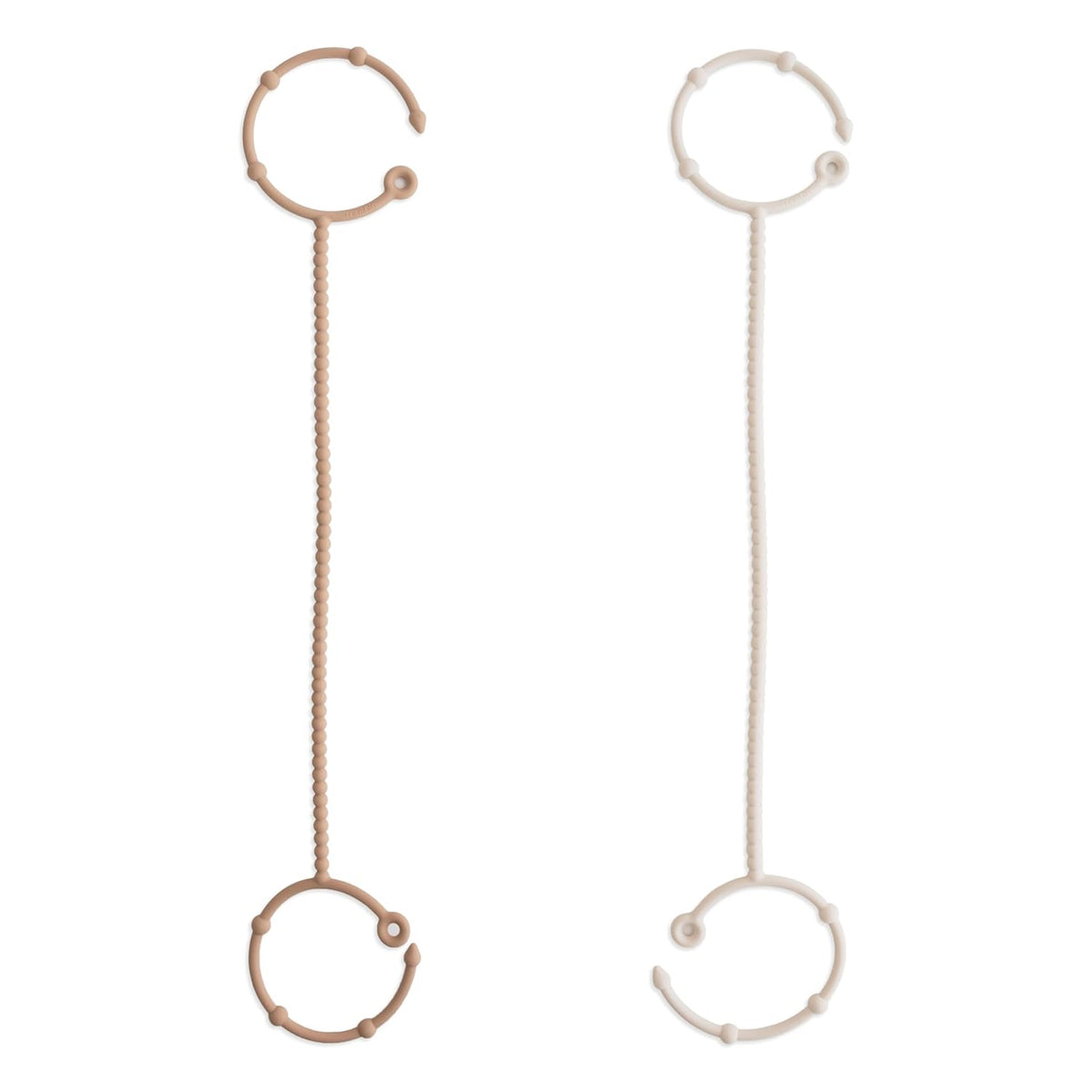 mushie Adjustable Silicone Toy Straps 2-Pack | Baby Accessories Holder for Travel, Stroller, High Chair (Natural/Shifting Sand)