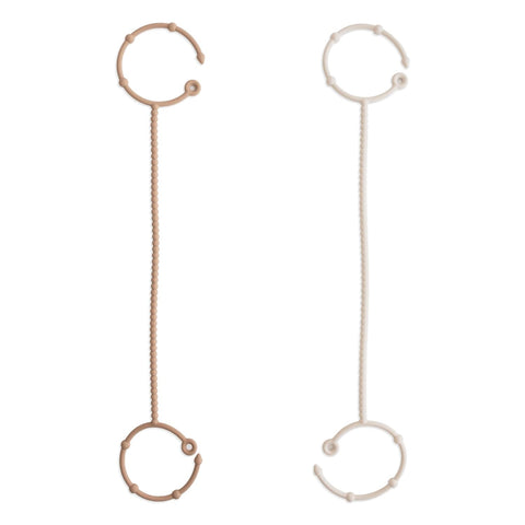 mushie Adjustable Silicone Toy Straps 2-Pack | Baby Accessories Holder for Travel, Stroller, High Chair (Natural/Shifting Sand)