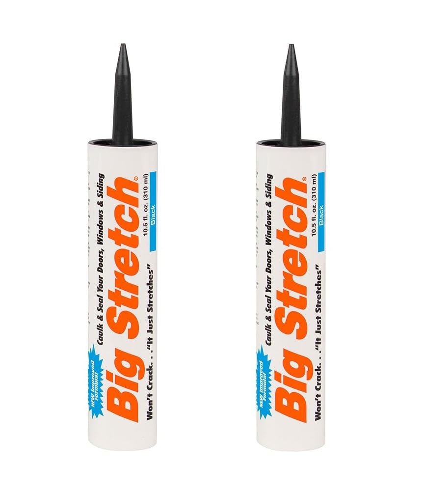 Sashco - BIG-P-B-12 Big Stretch Acrylic Latex High Performance Caulking Sealant, 10.5 Ounce Cartridge, Black (Pack of 12)