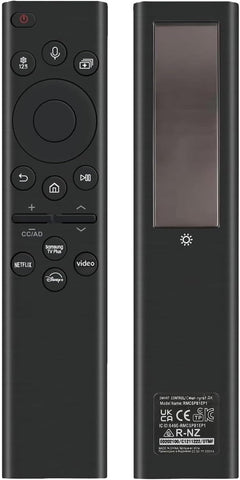 Rechargeable TV Remote for Samsung Smart TVs, Replacement for All 2019-2026 Samsung TV Remote Control with Voice Control. USB-C Fast Charging. Solar Charging. 2-Year Warranty.