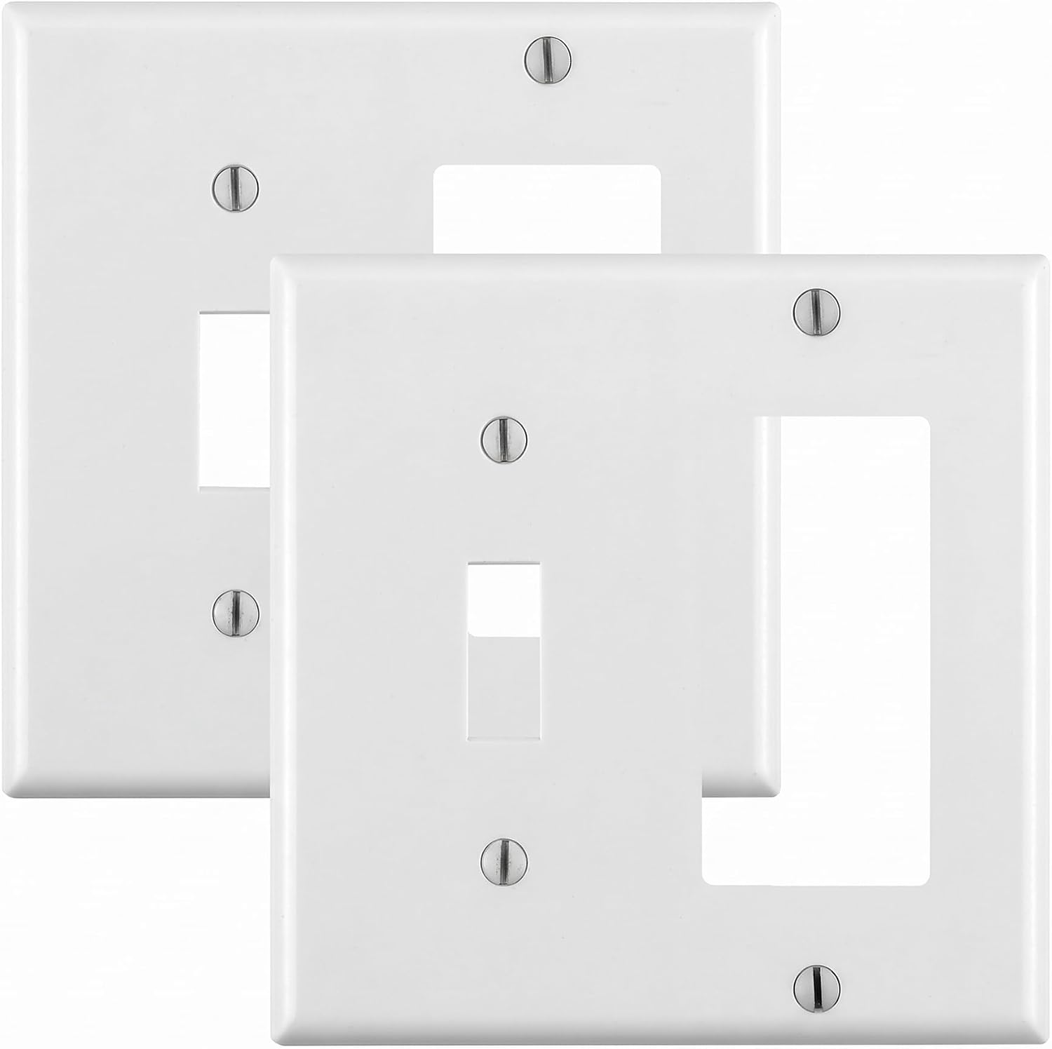 Leviton 2-Gang 1-Toggle 1-Decora/GFCI Device Combination Wallplate, Standard Size, Thermoset, Device Mount, 80405-W, White