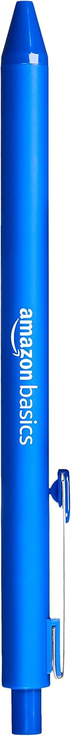 Amazon Basics Retractable Ballpoint Pens with Comfortable Grip for Smooth Writing, Blue Ink, Office and School Supplies, 12-Pack
