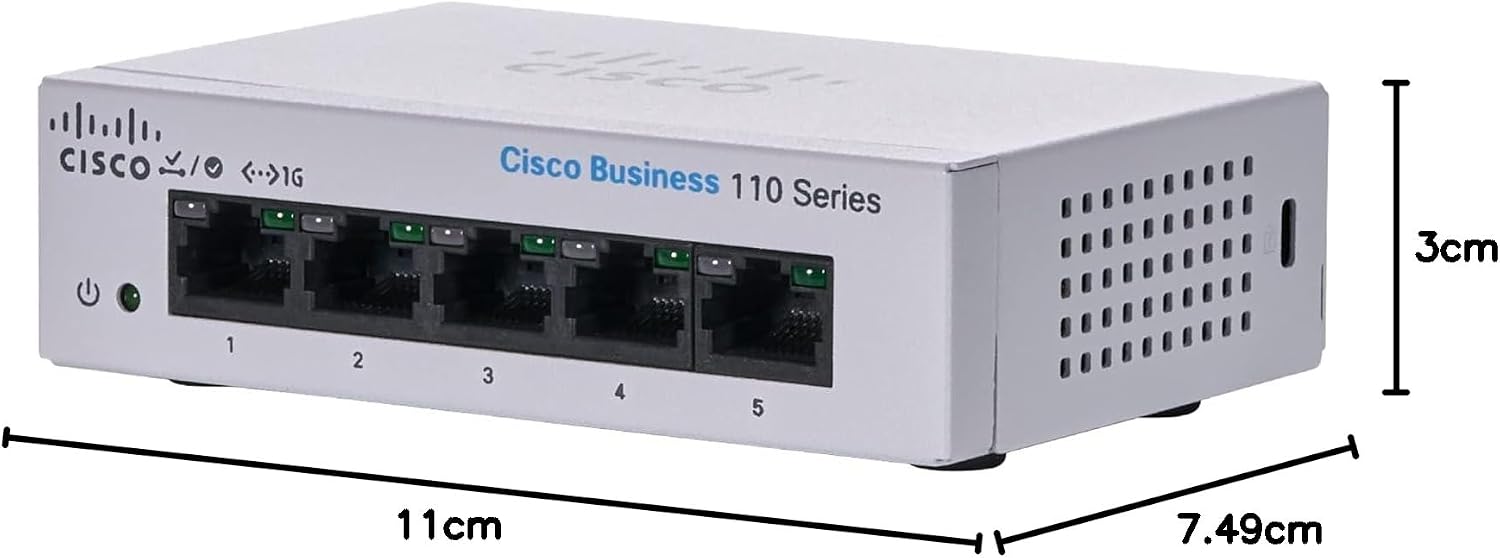Cisco Business CBS110-5T-D Unmanaged Switch | 5 Port GE | Desktop | Ext PS | Limited Lifetime Protection (CBS110-5T-D-NA)