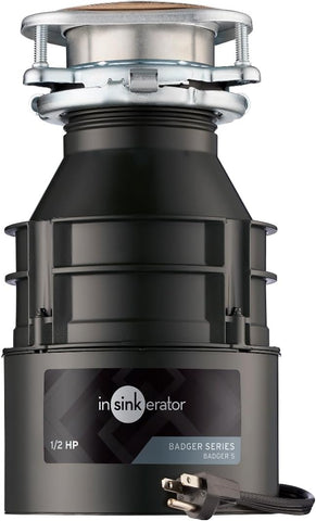 InSinkErator Badger 5 Garbage Disposal with Power Cord, Badger Series 1/2 HP Continuous Feed Food Waste Disposer
