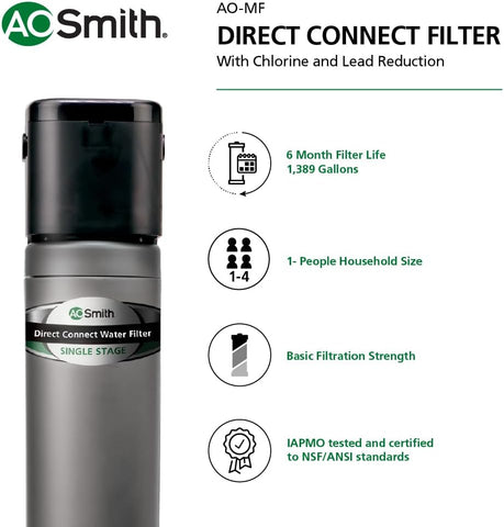 A. O. Smith Under Sink Water Filter | Basic Direct Connect | AO-MF
