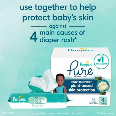 Pampers Baby Wipes Aqua Pure, 99% water-based wipes, Hypoallergenic and Unscented Baby Wipes, 896 Wipes Total (16 Flip-Top Packs)