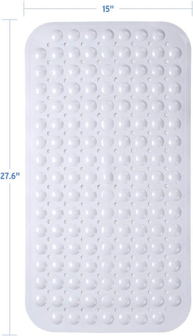 AmazerBath Bath Tub Mat, Medium Size 27.6 x 15 Inches Non-Slip Shower Mats with Suction Cups and Drain Holes, Bathtub Mats Bathroom Mats Machine Washable (White)