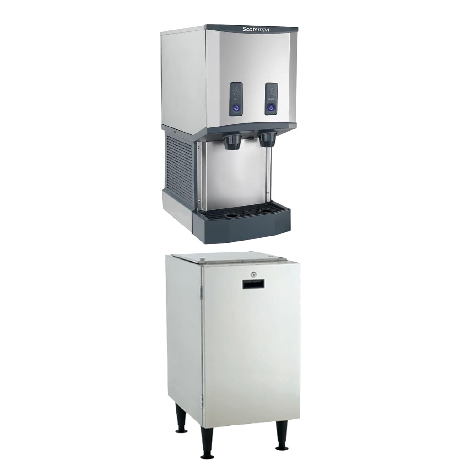 Scotsman Meridian Push-Button Countertop Nugget Ice Maker & Water Dispenser - 500 lb/Day, 40 lb Storage Bin, Stand w/Door