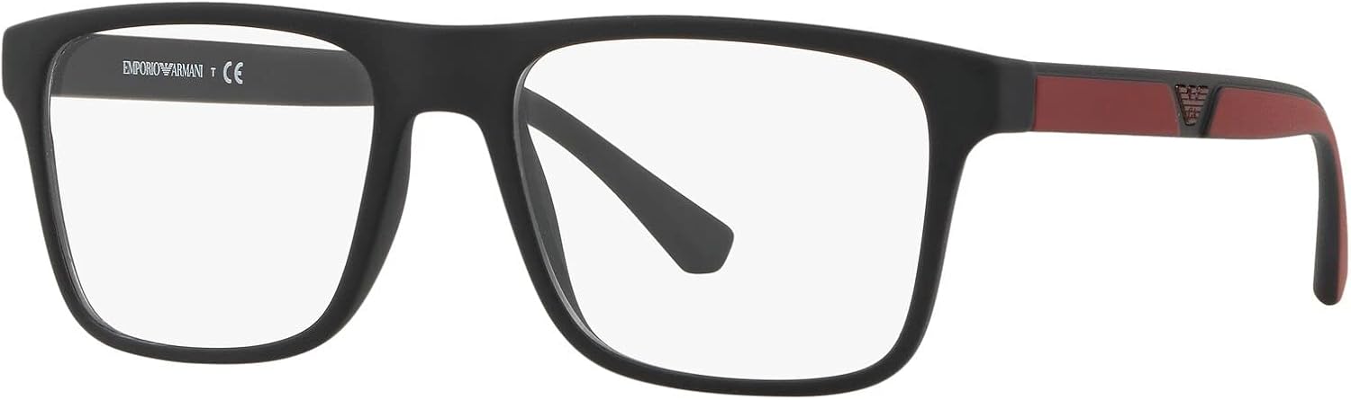 Emporio Armani Mens EA4115 Rectangular Eyewear Frames With Two Interchangeable Sun Clip-ons