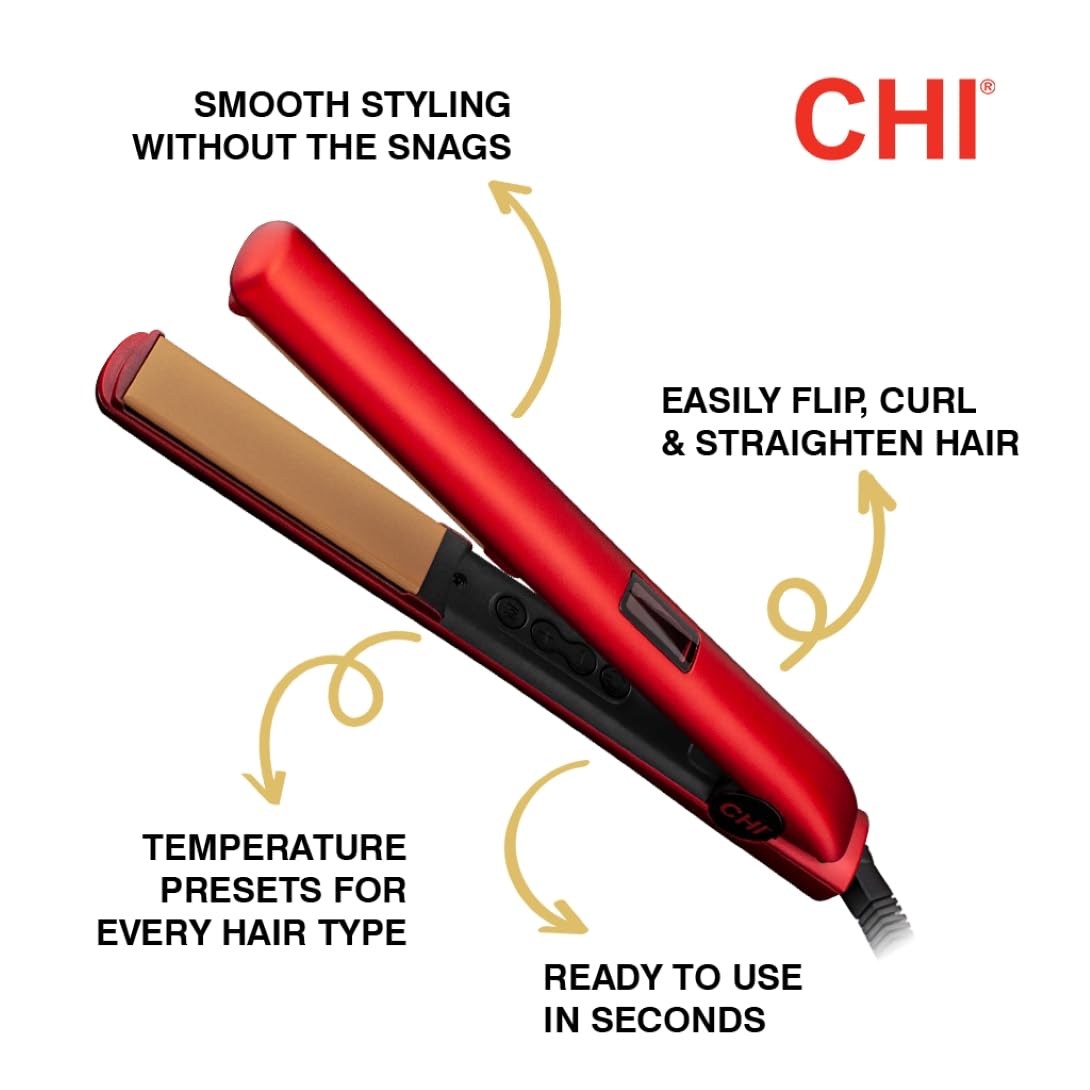 CHI Original Digital Ceramic Hair Straightener 1", Ruby Red