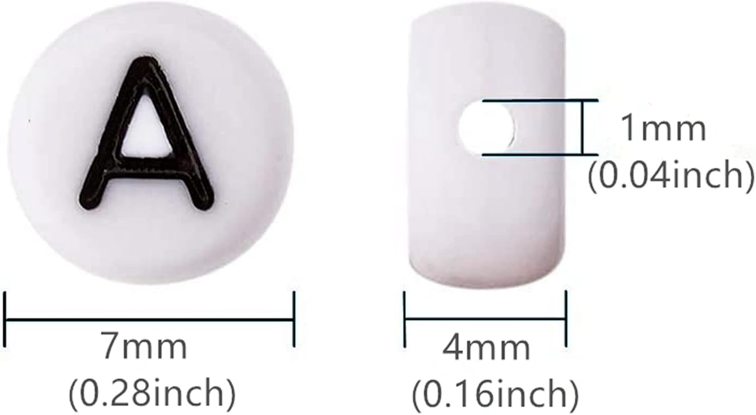 100PCS Letter Beads 4X7mm Acrylic Alphabet Beads for Jewelry Making White Round Vowel Letter A Bead for Bracelets Making DIY Necklaces