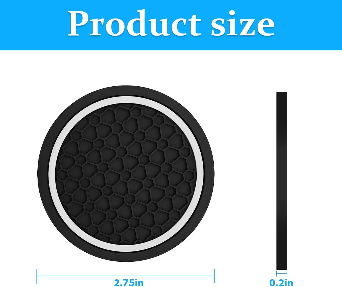 Mandark 4PCS 2.75 Inch Car Cup Holder Coasters, Non-Slip, Black/White