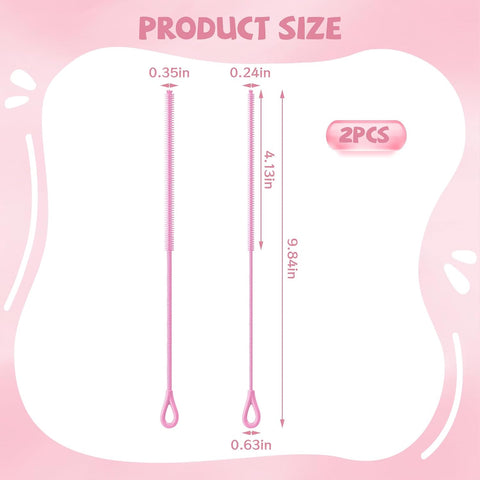AONEZ Pink Silicone Straw Cleaner Brushes,2 Pack, 0.24" & 0.35" Sizes