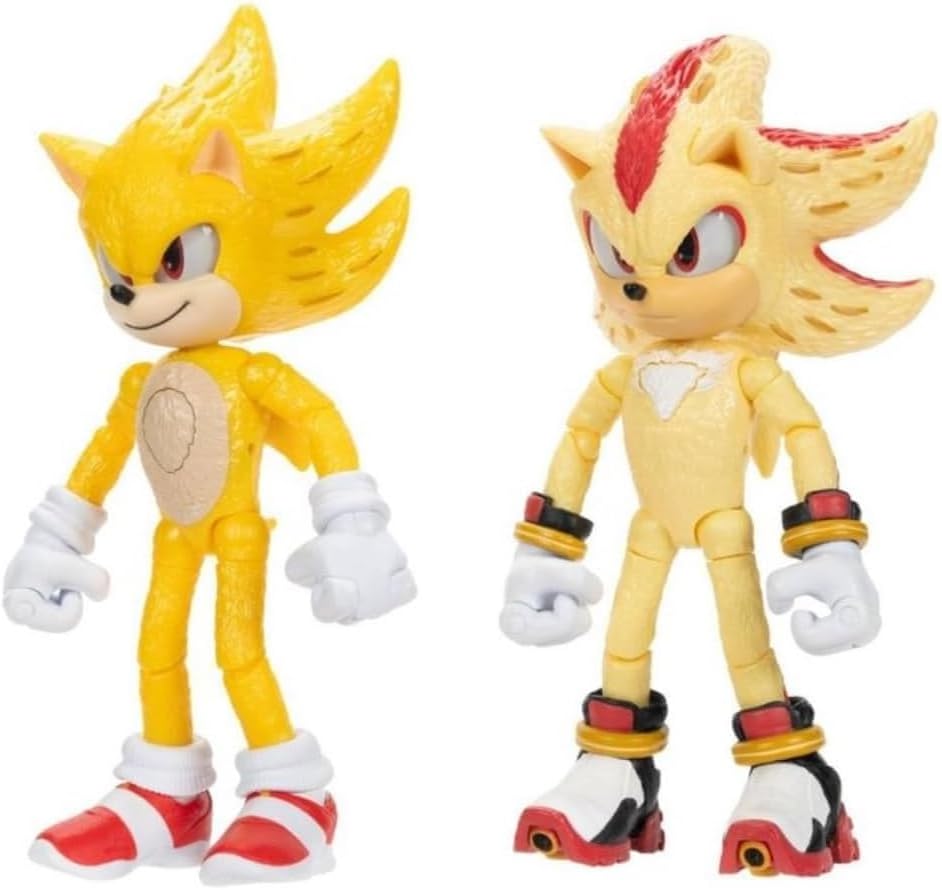 JAKKS Pacific Sonic The Hedgehog Light Up Super Sonic & Super Shadow Action Figure Set