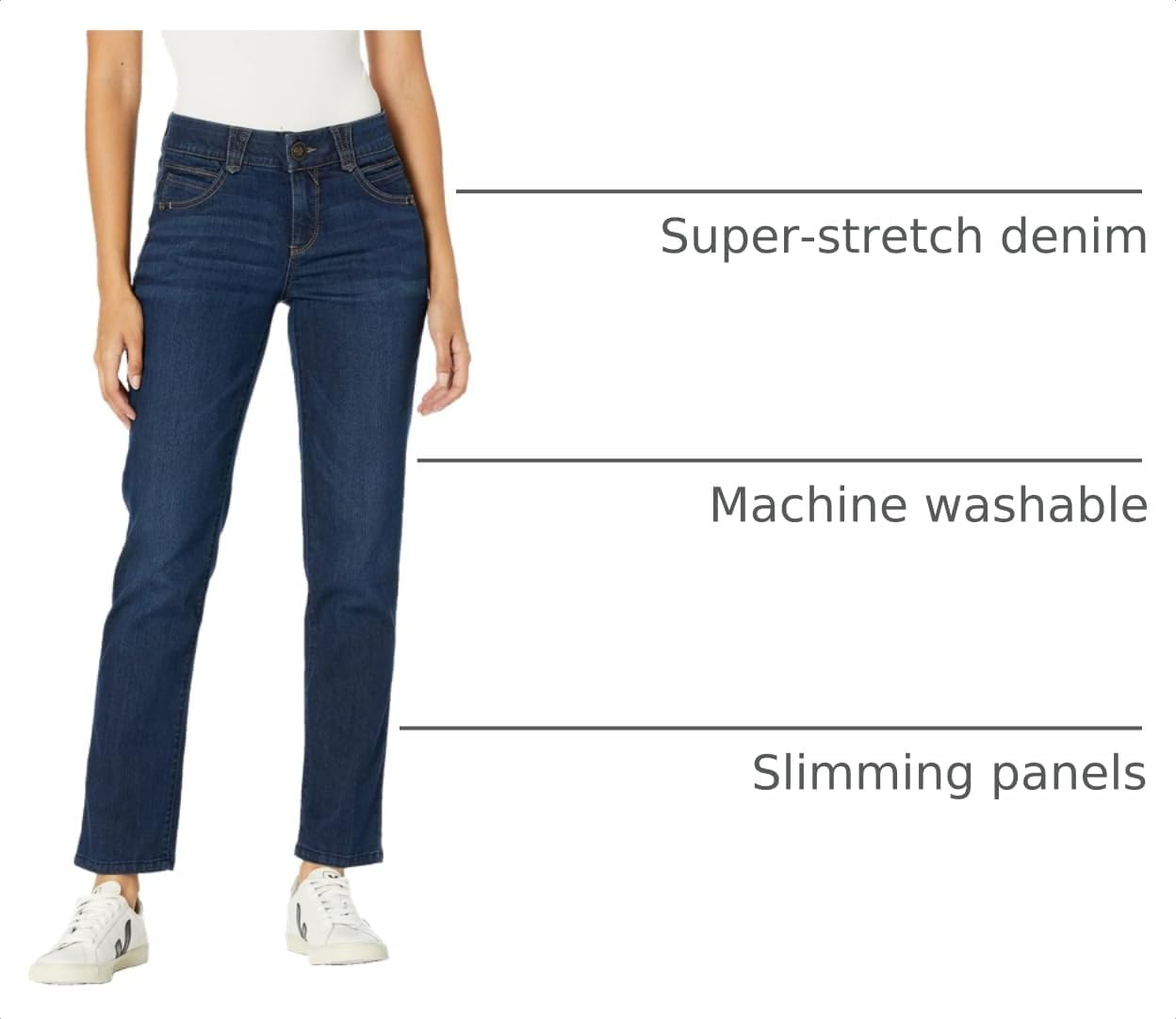 Democracy Women's Petite Ab Solution Straight Leg Jean