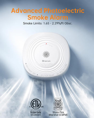 Heiman Smoke Detector 10 Year Battery, photoelectric Smoke Alarm，1-Pack (3