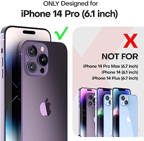 TAURI for iPhone 14 Pro Case, [5 in 1] 1X Clear Case [Not-Yellowing] with 2X Screen Protectors + 2X Camera Lens Protectors, [Military Grade Drop Protection] Slim Shockproof Case for iPhone 14 Pro