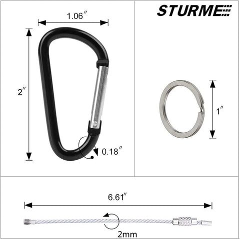 STURME 2" Aluminum D Ring Carabiners Clip D Shape Spring Loaded Gate Small Keychain Carabiner Clip Set Outdoor Camping Mini Lock Snap Hooks Spring Link Key Chain Durable Improved 24 PCS