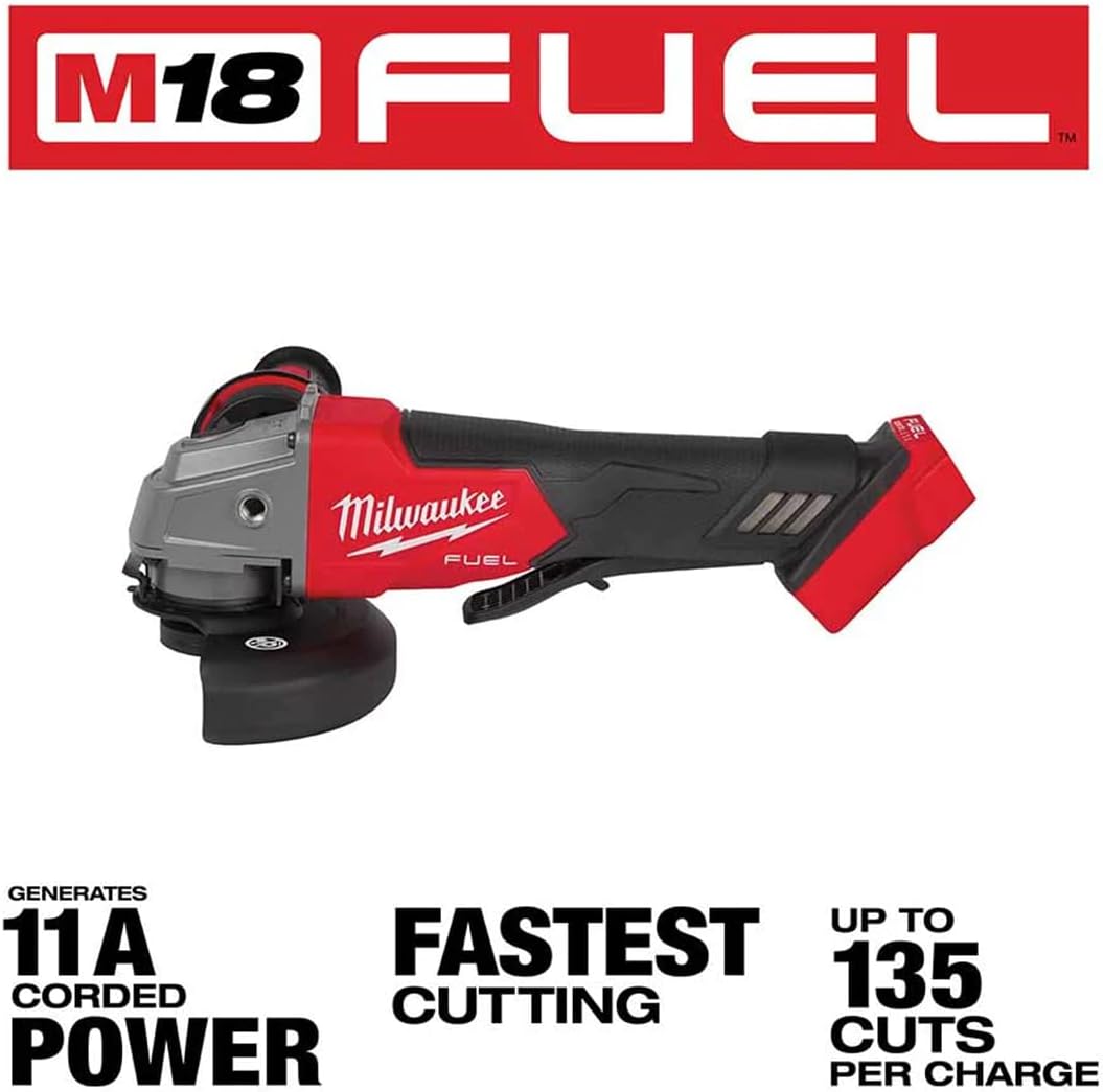 Milwaukee 2880-20 M18 Fuel Brushless Lithium-Ion 4-1/2 in. / 5 in. Cordless Small Angle Grinder with No-Lock Paddle Switch (Tool Only)