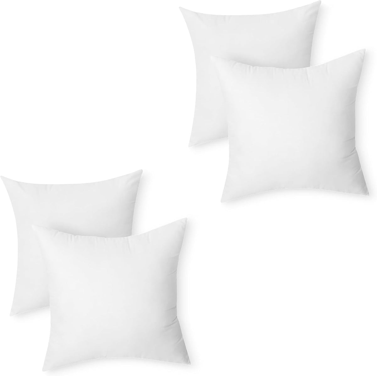 Amazon Basics Throw Pillow Insert, Down Alternative Fiberfill, Hypoallergenic, Machine Washable, 20 Inch, 4-Pack, for Sofa Bed Couch