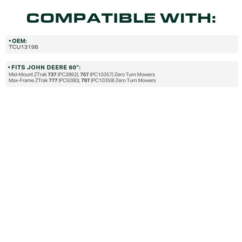 UDC Parts TCU13198 John Deere 757 ZTrak 60" Deck Belt Replacement