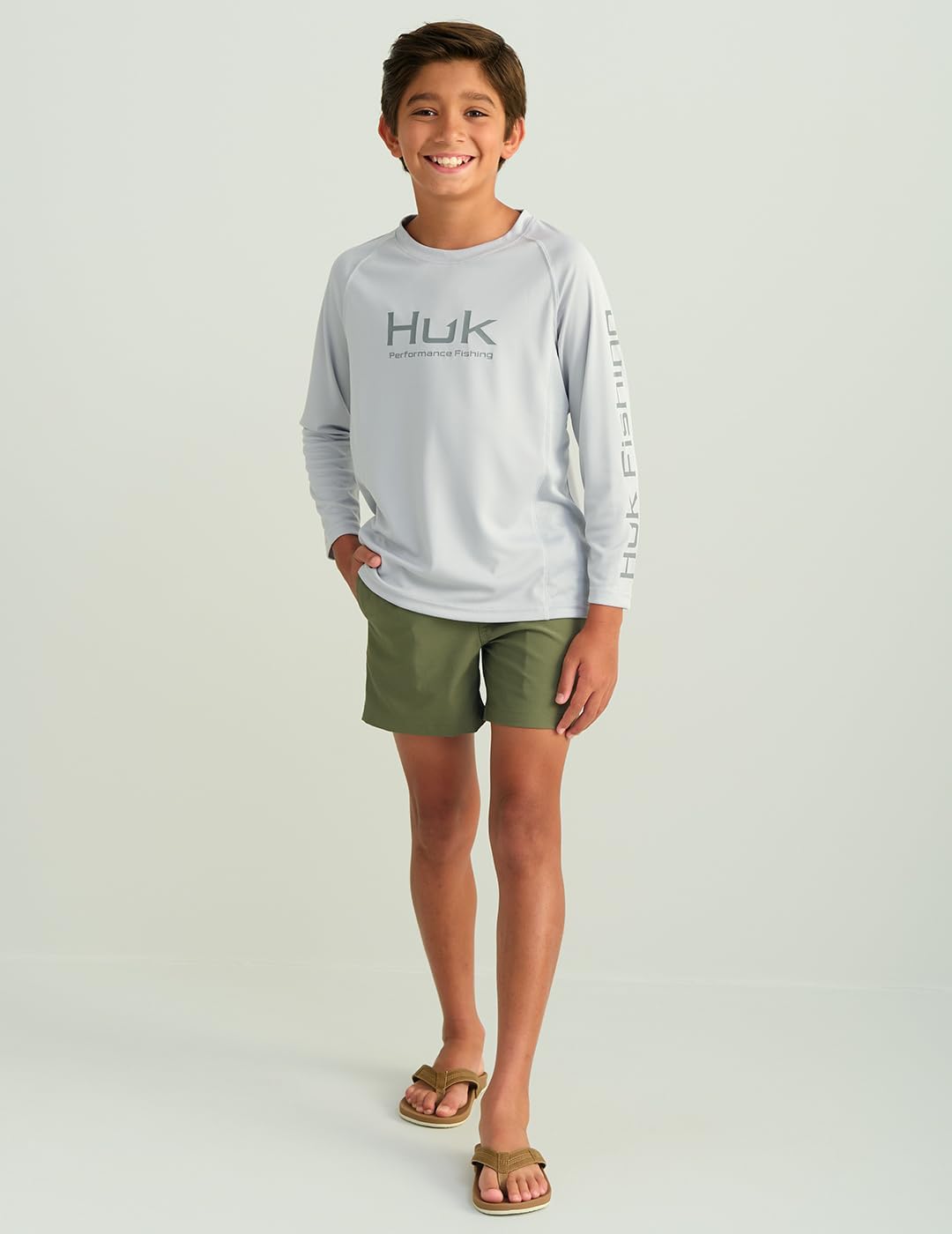 HUK Boys Pursuit Solid Long Sleeve Shirt, Fishing Shirt for Kids